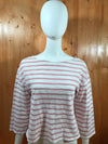 A.N.A ANA Adult Women 3/4 Sleeve Top M MD Medium White Pink Striped Shirt