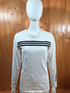 ADIDAS EMBROIDERED LOGO Adult Women L LRG Large White Black T-Shirt Tee Shirt Top