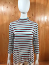 ST. JOHN BAY Adult Women 3/4 Sleeve T-Shirt Tee Shirt M MD Medium Striped Turtleneck Top