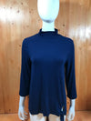 ST. JOHN BAY Adult Women 3/4 Sleeve T-Shirt Tee Shirt M MD Medium Blue Pinstripe Turtleneck Top