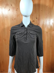 SONOMA Adult Women 3/4 Sleeve T-Shirt Tee Shirt S SM Small Brown Button Top