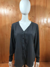 PORT AUTHORITY Adult Women Long Sleeve M MD Medium Gray Button Shirt Blouse Top