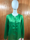 LIZ CLAIBORNE Adult Women M MD Medium Button Shirt Green Blouse Top