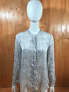 LIZ CLAIBORNE Adult Women M MD Medium Button Shirt Gray White Blouse Top