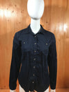 JCP Adult Women M MD Medium Long Sleeve Dark Blue Button Shirt Blouse Top