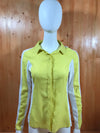 WORTHINGTON Adult Women M MD Medium Long Sleeve Yellow White Button Shirt Blouse Top Check Checkered