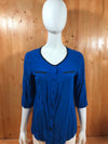 WORTHINGTON Adult Women M MD Medium Short Sleeve Blue Button Shirt Blouse Top