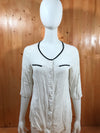 WORTHINGTON Adult Women M MD Medium Short Sleeve White Button Shirt Blouse Top