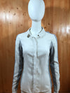 WORTHINGTON Adult Women M MD Medium Long Sleeve White Gray Button Shirt Blouse Top