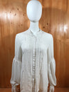 Libby Edelman Adult Women M MD Medium Long Sleeve White Button Shirt Blouse Top