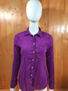 STYLUS Adult Women M MD Medium Long Sleeve Purple Button Shirt Blouse Top