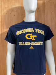 ADIDAS "GEORGIA TECH" YELLOW JACKETS Graphic Print Adult T-Shirt Tee Shirt M MD Medium Dark Blue Shirt