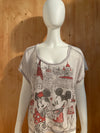 DISNEY "MICKEY & MINNIE MOUSE" Graphic Print Adult T-Shirt Tee Shirt XL Xtra Extra Large Gray Shirt