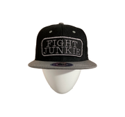 Fight Junkie Old School Skool Embroidered Felt Patch Snap Back Boxing Cap Black & Gray