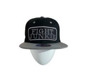 Fight Junkie Old School Skool Embroidered Felt Patch Snap Back MMA Cap Black & Gray