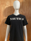 NAUTICA "2000 CLASSIC" VINTAGE VTG MADE IN USA Graphic Print Kids Youth Unisex T-Shirt Tee Shirt M MD Medium Black Shirt