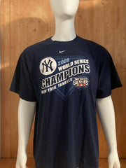 NIKE "NEW YORK YANKEES 2009 WORLD SERIES CHAMPIONS" LOOSE FIT  MLB Graphic Print Adult 2XL XXL Blue T-Shirt Tee Shirt