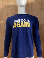 NIKE "JUST DO IT AGAIN" REGULAR FIT Graphic Print Adult M Medium MD Blue Long Sleeve T-Shirt Tee Shirt