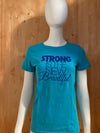 NIKE "STRONG IS THE NEW BEAUTIFUL" SLIM FIT Graphic Print Adult M Medium MD Teal T-Shirt Tee Shirt