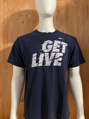 NIKE "GET LIVE" DRI FIT Graphic Print Adult T-Shirt Tee Shirt XL Xtra Extra Large Denim Blue Shirt