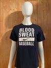 NIKE "BLOOD SWEAT BASEBALL" ATHLETIC CUT Graphic Print The Nike Tee Kids Youth Unisex T-Shirt Tee Shirt XL Xtra Extra Large Dark Blue  Shirt