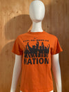 NIKE "UVA GO HOOS GO" CAVALIER NATION 2007 FOOTBALL Graphic Print Kids Youth Unisex T-Shirt Tee Shirt S SM Small Orange Shirt