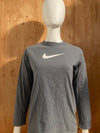 NIKE "SWOOSH" Graphic Print Kids Youth Unisex T-Shirt Tee Shirt XL Xtra Extra Large Blue Gray Long Sleeve Shirt