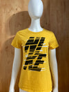 NIKE Graphic Print Slim Fit Adult T-Shirt Tee Shirt L Lrg Large Yellow Shirt