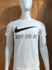 NIKE "JUST DO IT" ATHLETIC CUT Graphic Print The Nike Tee Adult T-Shirt Tee Shirt S SM Small White Shirt