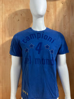 PUMA "CAMPIONI DEL MONDO 4" ITALIA EMBROIDERED LOGO Adult T-Shirt Tee Shirt L Lrg Large Blue Shirt