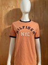 TOMMY HILFIGER "NYC" Graphic Print Kids Youth Unisex T-Shirt Tee Shirt XL Xtra Extra Large Peach Shirt