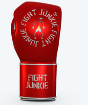 Fight Junkie Custom 16oz "SV Series" 100% Genuine Leather Boxing Gloves Metallic Red & Silver {Custom Order}
